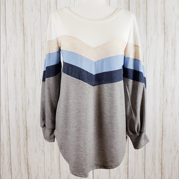 Maisoli Tops - Color Block Puff Sleeve Top